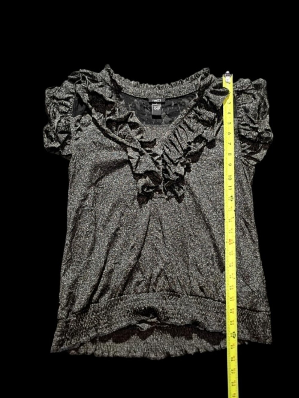 Rue21 Metallic Ruffle Short-Sleeve Top - Black